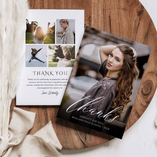 Carte De Remerciements Photo Classic Elegance Graduance (Classic Elegance Graduation Photo Thank You Card)