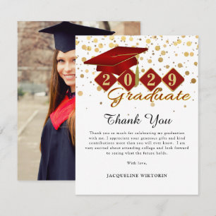Carte De Remerciements Photo Classic Red Gold