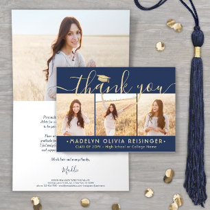 Carte De Remerciements Photo Collage Nouvelle adresse Graduation Marine &