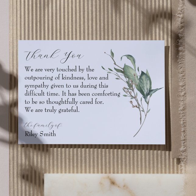 Carte De Remerciements Photo commémorative de la branche de l'aquarelle (Watercolor Branch Memorial Photo Thank You Card
)