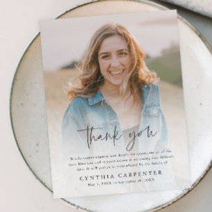 Carte de remerciements photo commémorative funérai