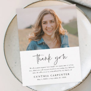 Carte De Remerciements Photo commémorative funéraire minimale