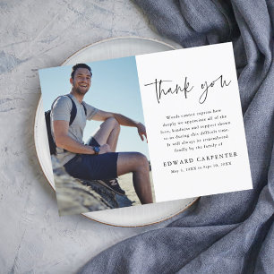 Carte De Remerciements Photo commémorative funéraire simple minimale