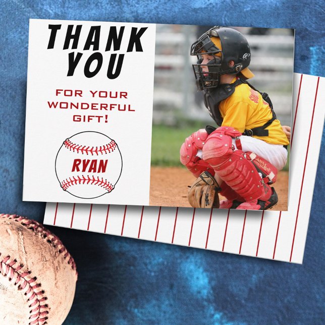 Carte De Remerciements Photo d'anniversaire de baseball Enfants Baseball (Créateur téléchargé)