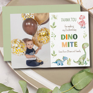 Carte De Remerciements Photo d'anniversaire de Dino-mite