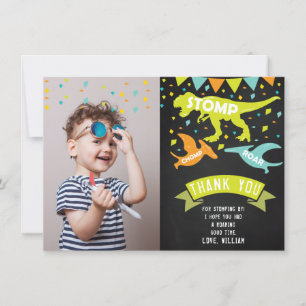 Carte De Remerciements Photo d'anniversaire de Dinosaur