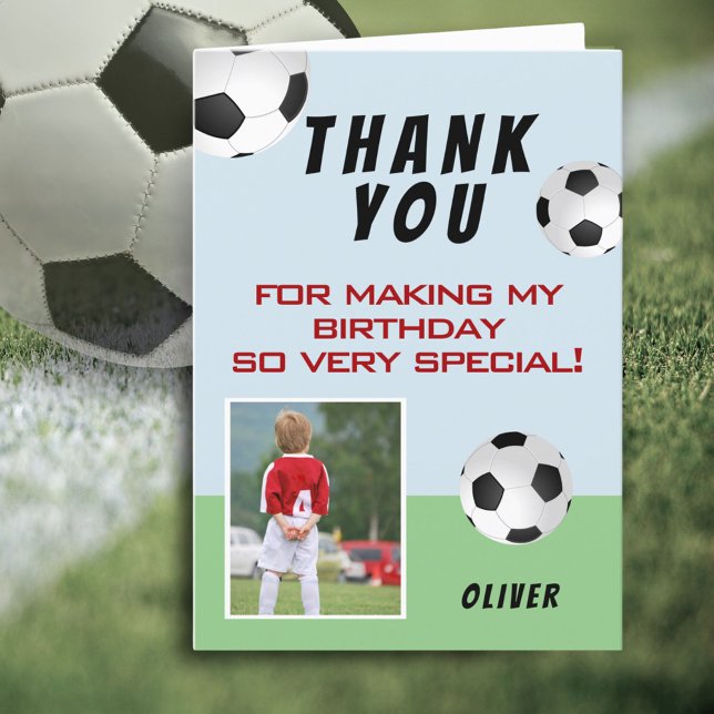 Carte De Remerciements Photo d'anniversaire de Football pour Enfants (Créateur téléchargé)