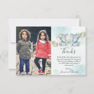 Carte De Remerciements Photo d'anniversaire de la jeune fille-jumelle Wat