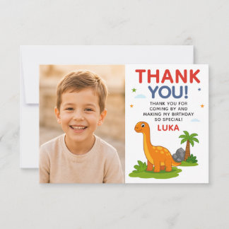 Carte De Remerciements Photo d'anniversaire de naissance de dinosaure mig