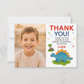Carte De Remerciements Photo d'anniversaire de naissance de dinosaure mig