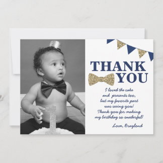Carte De Remerciements Photo d'anniversaire de premier anniversaire de M.
