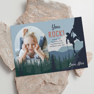 Carte De Remerciements Photo d'anniversaire d'escalade pour enfants