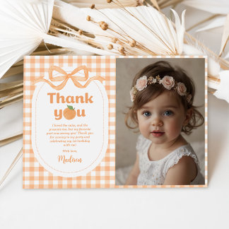 Carte De Remerciements Photo d'anniversaire d'une jolie fille à la pêche