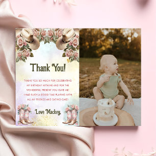 Carte de remerciements photo d'anniversaire Floral