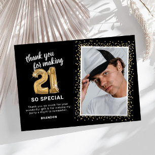 Carte De Remerciements Photo d'anniversaire moderne 21e adulte