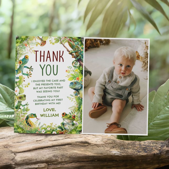 Carte De Remerciements Photo d'anniversaire Reptile Glisser Ramper Serpen (Créateur téléchargé)