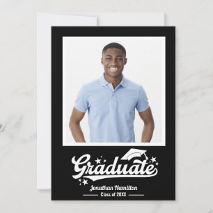 Carte De Remerciements Photo d'annonce de remise de diplôme noir