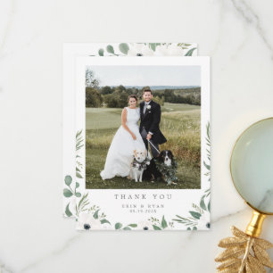 Carte de remerciements photo d'aquarelle botanique