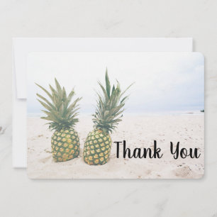 Carte De Remerciements Photo de 2 ananas sur une plage