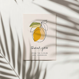 Carte De Remerciements Photo de Baby Shower Botanique Moderne Citron Agru