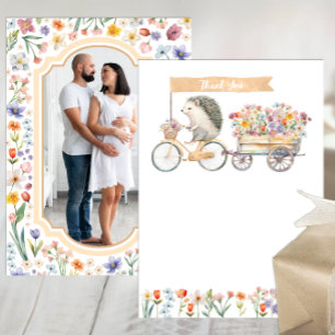 Carte De Remerciements Photo de Baby shower de hérisson d'aquarelle migno