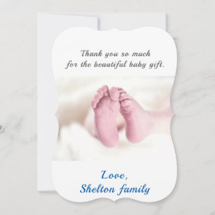 Carte De Remerciements Photo de Baby Shower de joli bébé garçon bleu