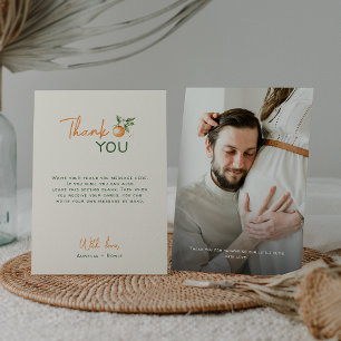 Carte De Remerciements Photo de baby shower Little Cutie Citrus Orange