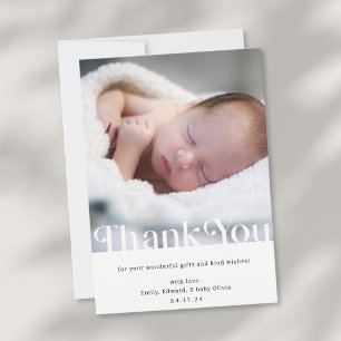 Carte De Remerciements Photo de Baby Shower Simple Moderne