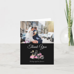 Carte De Remerciements Photo de Biker Wedding