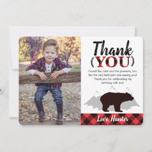 Carte De Remerciements Photo de bison de l'ours sauvage Plaid Lumberjack