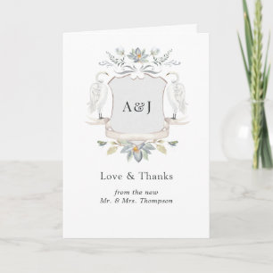 Carte De Remerciements Photo de blason de monogramme de mariage au bord d