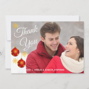 Carte De Remerciements Photo de Boule Rouge pour les Fêtes Mariage Rem