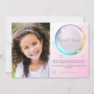 Carte De Remerciements Photo de bulle d'aquarelle Anniversaire