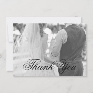 Carte De Remerciements Photo de calligraphie élégante pour mariage formel