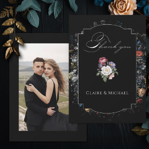 Carte De Remerciements Photo de calligraphie florale noire