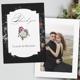 Carte De Remerciements Photo de calligraphie florale noire