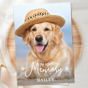 Carte De Remerciements Photo de chien personnalisée Mémorial simple pour 