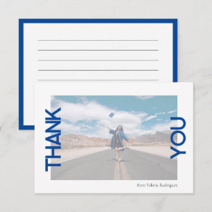 Carte De Remerciements Photo de couleur bleue d'école