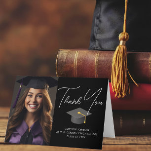 Carte De Remerciements Photo de Diplômé Élégant Personnalisé 2026 Diplômé