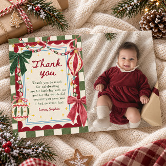 Carte De Remerciements Photo de fête d'anniversaire de Noël fantaisiste