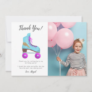 Carte De Remerciements Photo de fête d'anniversaire de patin à roulettes