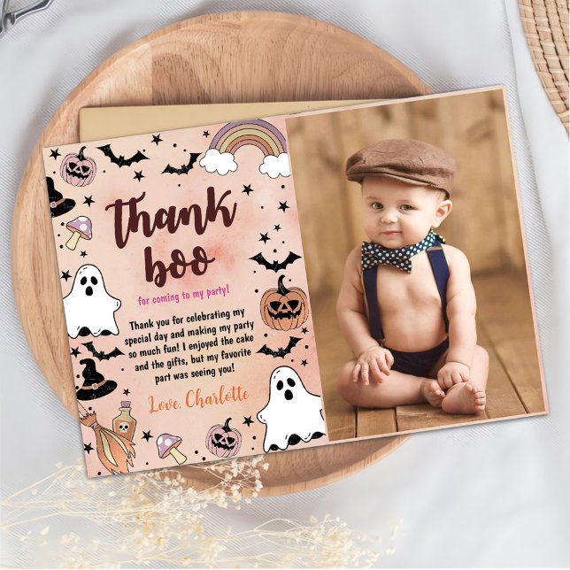 Carte De Remerciements Photo de fête d'anniversaire d'Halloween (Créateur téléchargé)