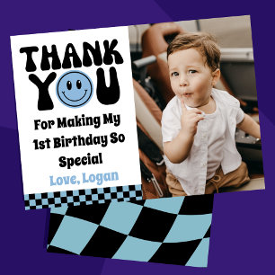 Carte De Remerciements Photo de fête d'anniversaire d'un garçon Rétro One
