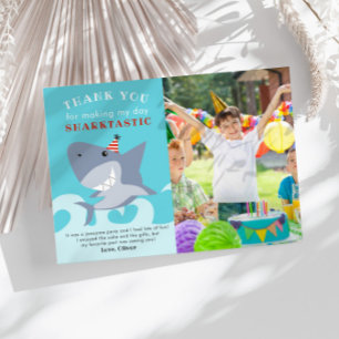 Carte De Remerciements Photo de fête d'anniversaire Sharktastic Shark