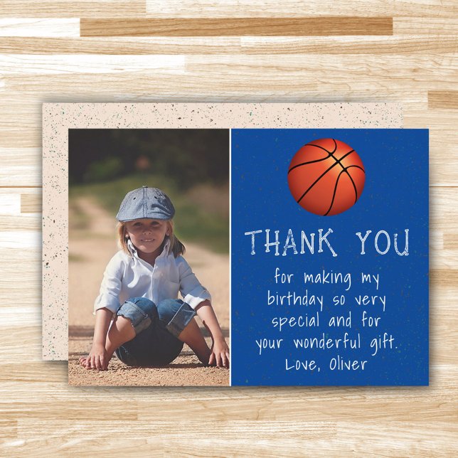 Carte De Remerciements Photo de garçon ballon de basket Anniversaire de l (Créateur téléchargé)