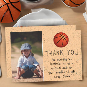 Carte De Remerciements Photo de garçon Basketball Ball Anniversaire de l'