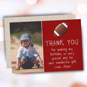 Carte De Remerciements Photo de garçon Football Ball Anniversaire de l'en