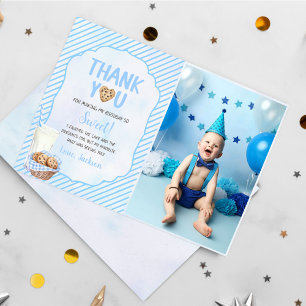 Carte De Remerciements Photo de garçon pour anniversaire avec lait et coo