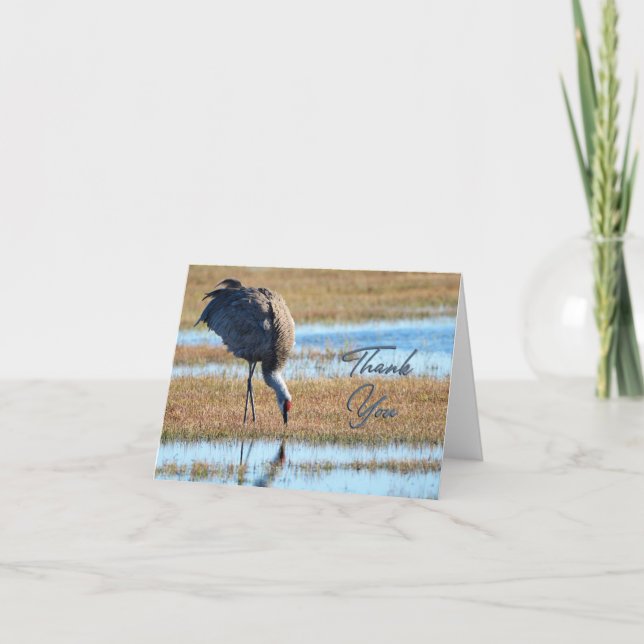 Carte de remerciements photo de grue de Sandhill (Devant)