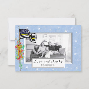Carte De Remerciements Photo de la famille d'indicateurs de ligne jaune m